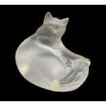 Lalique frosted glass model 'Happy Cat' with engraved mark 'Lalique