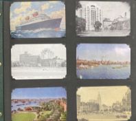 An album of mostly American postcards and ephemera circa 1950's