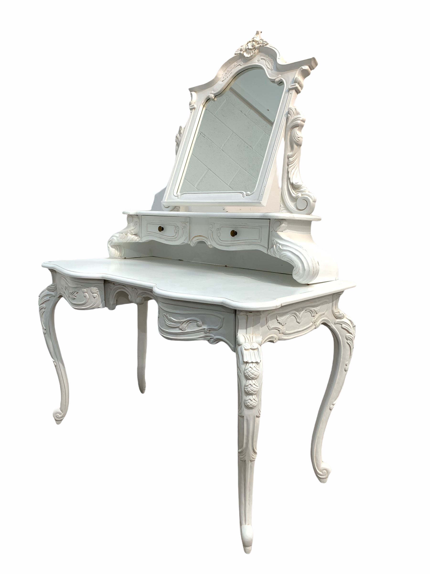 French style white serpentine dressing table