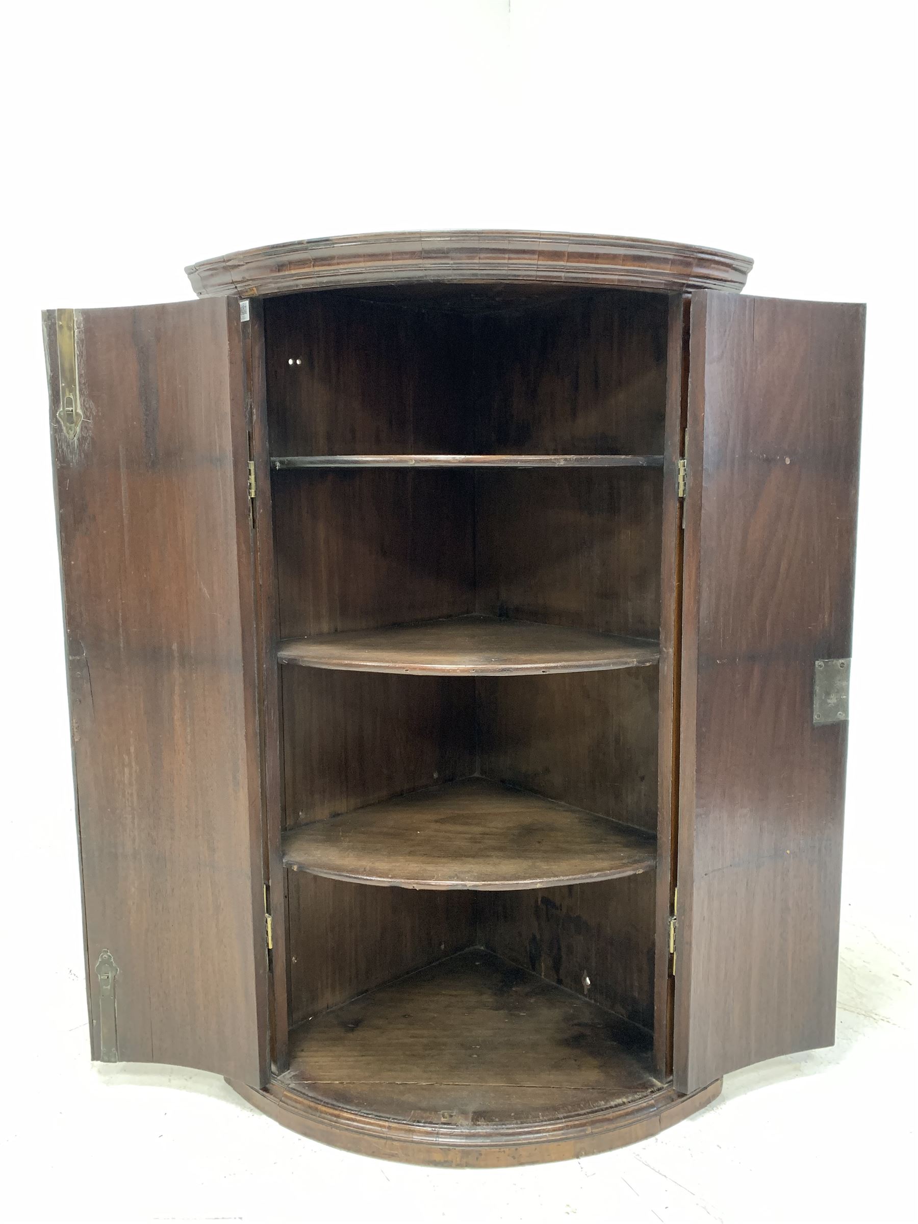 George III mahogany bow front corner cupboard - Image 2 of 3