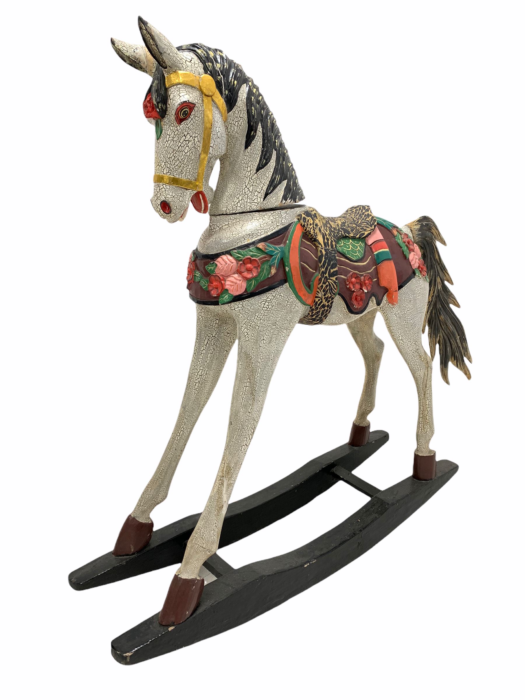 Late 20th century carved wood child's rocking horse - Image 2 of 3