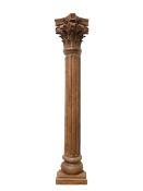20th century turned and carved hardwood Corinthian style half round column