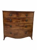 Late Georgian mahogany bow front chest of drawers