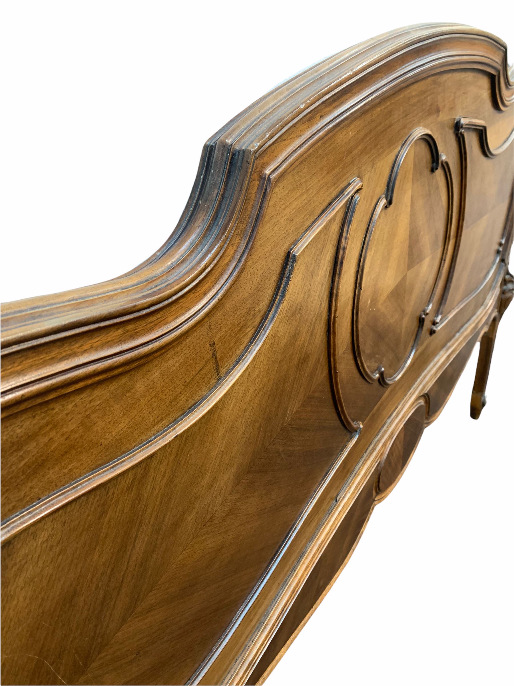 Early 20th century French walnut headboard of lobed oval design - Image 2 of 2