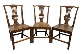 Set of three 18th century country elm dining chairs