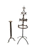 20th century scrolled wrought metal three tier candelabra