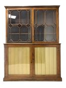 George III mahogany library bookcase on cupboard