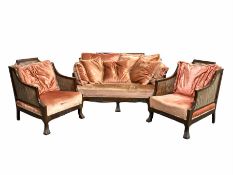Early 20th century mahogany framed bergere lounge suite