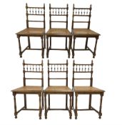 Set of six Edwardian oak dining chairs