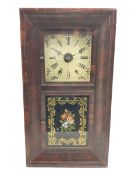 A late 19th century American O.G. shelf/wall clock in a rectangular mahogany veneered case with a de