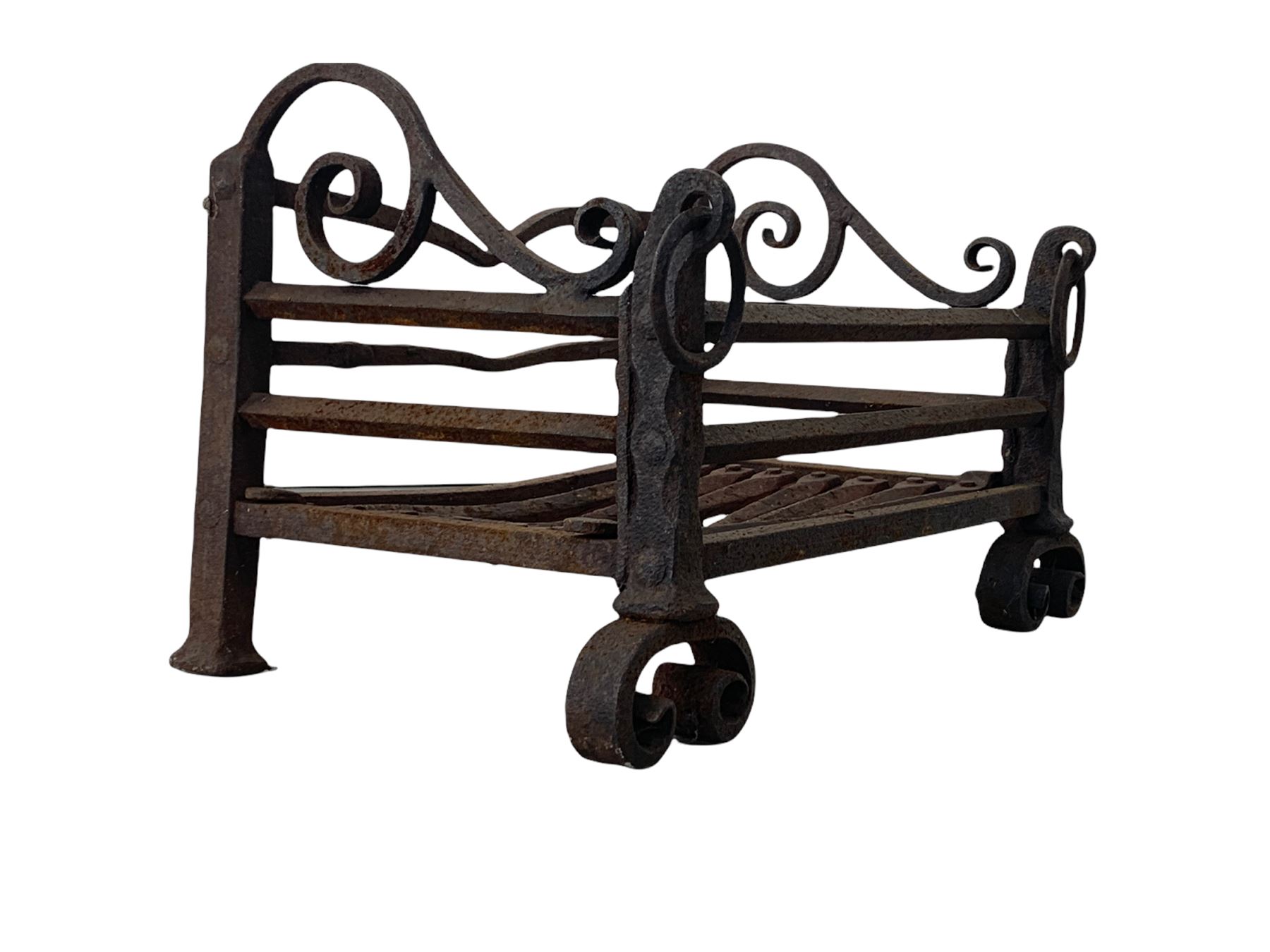 Small 19th century blacksmiths made wrought iron dog grate - Image 2 of 3