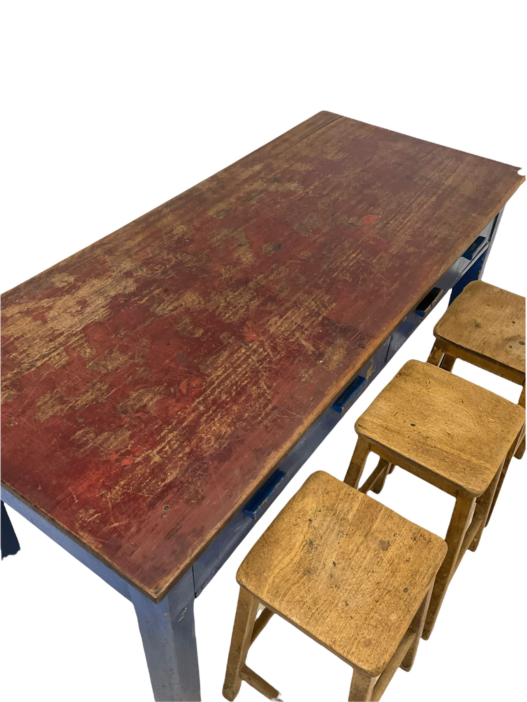 Early to mid 20th century hardwood school laboratory table - Image 3 of 4