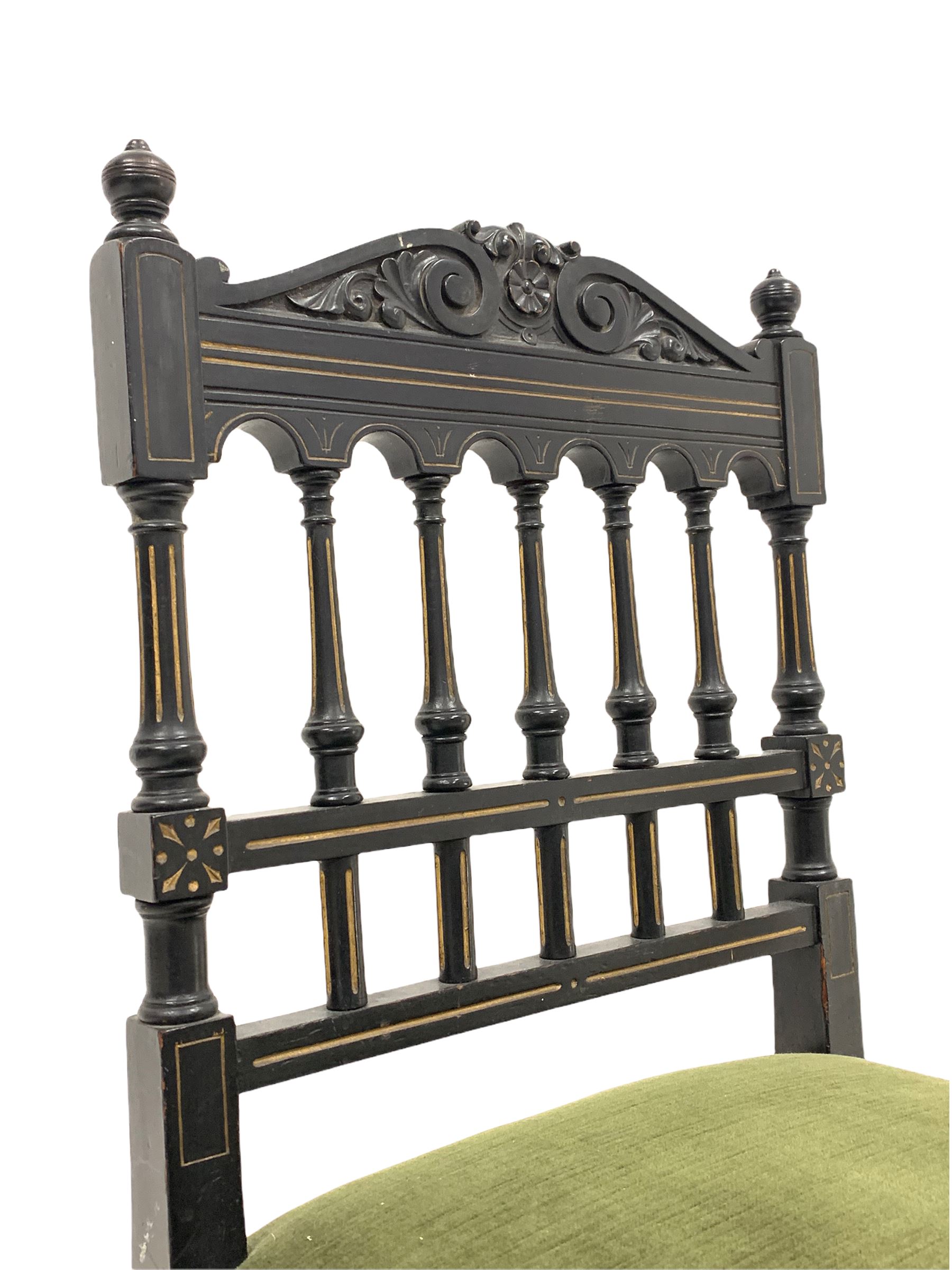 Victorian ebonised and parcel gilt side chair - Image 2 of 3