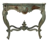 20th century French hardwood console table of serpentine outline