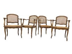 Set of four French beech bergere chairs
