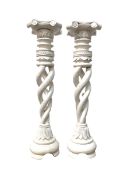 Pair of white painted jardiniére stands