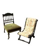 Victorian ebonised and parcel gilt side chair