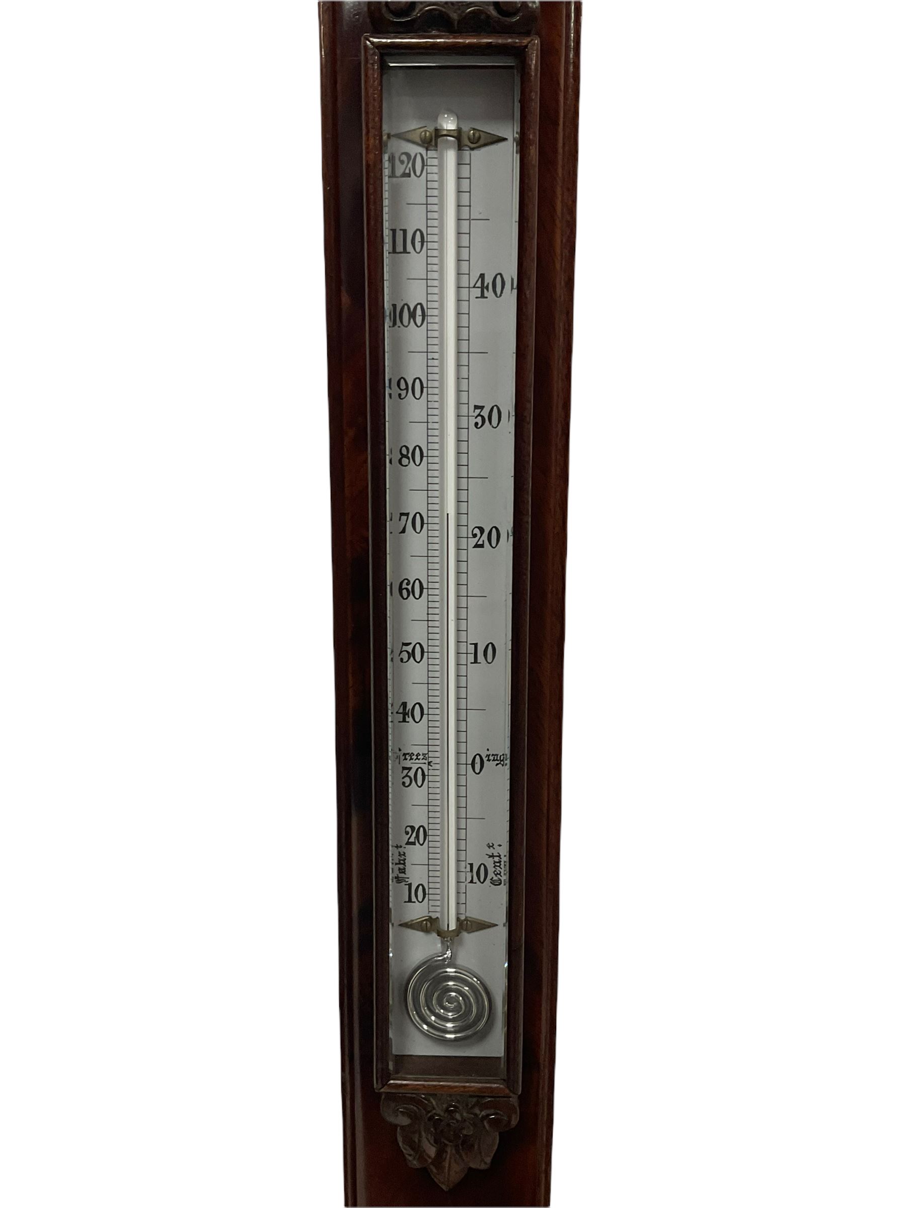A mid-19th century mercury cistern stick barometer in a mahogany case with a domed and moulded pedim - Image 2 of 3