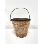 Eastern copper bucket with swing handle and embossed decoration