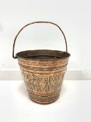 Eastern copper bucket with swing handle and embossed decoration