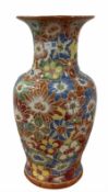 Large ceramic vase with floral decoration