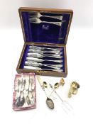 Edwardian cased set of silver-plated fish knives and forks