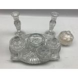 Matched cut glass dressing table set