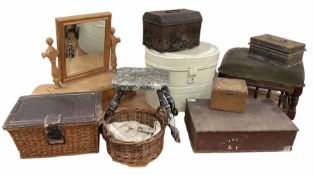 Various items to include a 19th century upholstered stool