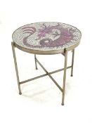 Circular occasional table with mosaic top