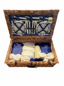 Optima wicker picnic basket and contents