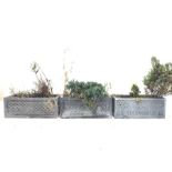 Pair of lead effect trough shaped planters