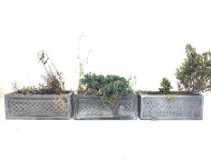 Pair of lead effect trough shaped planters