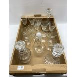 MCG glass decanter and six matching glasses