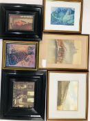 Watercolour of Whitby together with large collection prints and watercolours (13)