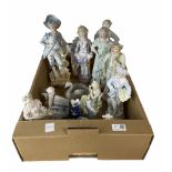 Collection of Continental bisque china figures