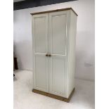 Pine double wardrobe with interior fitted for hanging W90cm