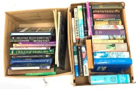 Two boxes of books mainly on plants