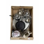 Plated four piece tea set and plated tray