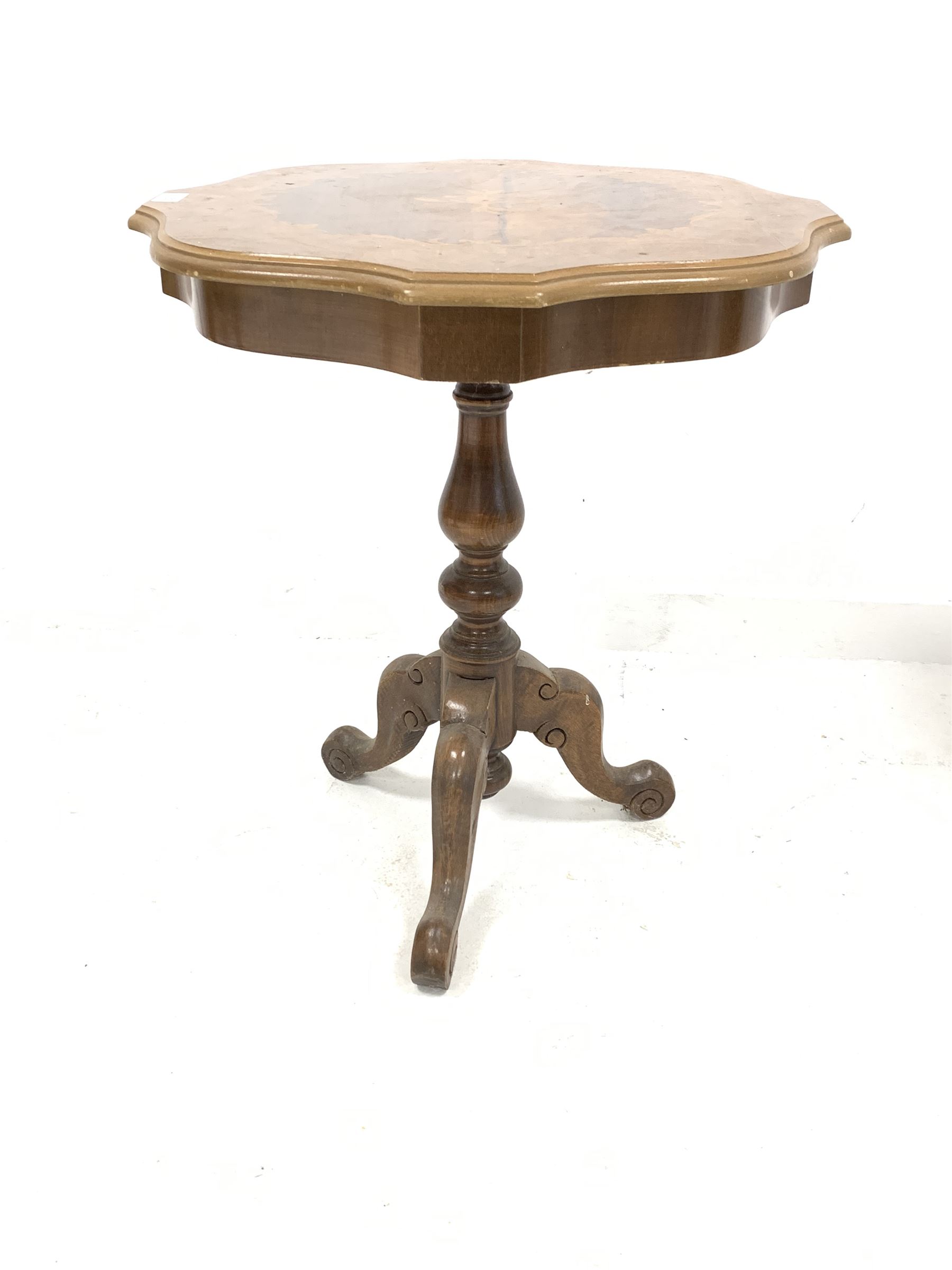20th century Victorian style inlaid serpentine top occasional table - Image 2 of 2