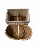 Rectangular wicker log basket L58cm and two other wisher baskets (3)