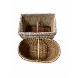 Rectangular wicker log basket L58cm and two other wisher baskets (3)