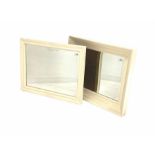 White painted framed bevel edged wall mirror (69cm x 59cm) together with another similar (70cm x 56c