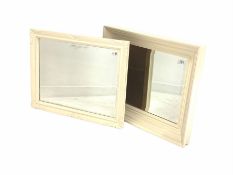 White painted framed bevel edged wall mirror (69cm x 59cm) together with another similar (70cm x 56c