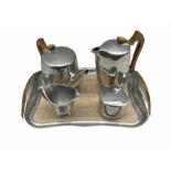 Picquot Ware tea set on tray