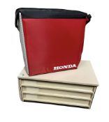 Honda Fresh bag and a metal and plastic three-drawer table top cabinet