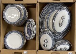 Henry Alcock Minwood dinner service 46 pieces and seven Willow pattern soup bowls