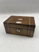 Victorian walnut and Tunbridge ware banded sewing box