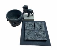 Model of a horse on stone plinth