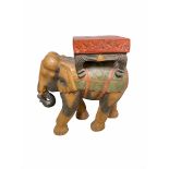 20th century carved and painted stool in the form of an Elephant