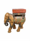 20th century carved and painted stool in the form of an Elephant